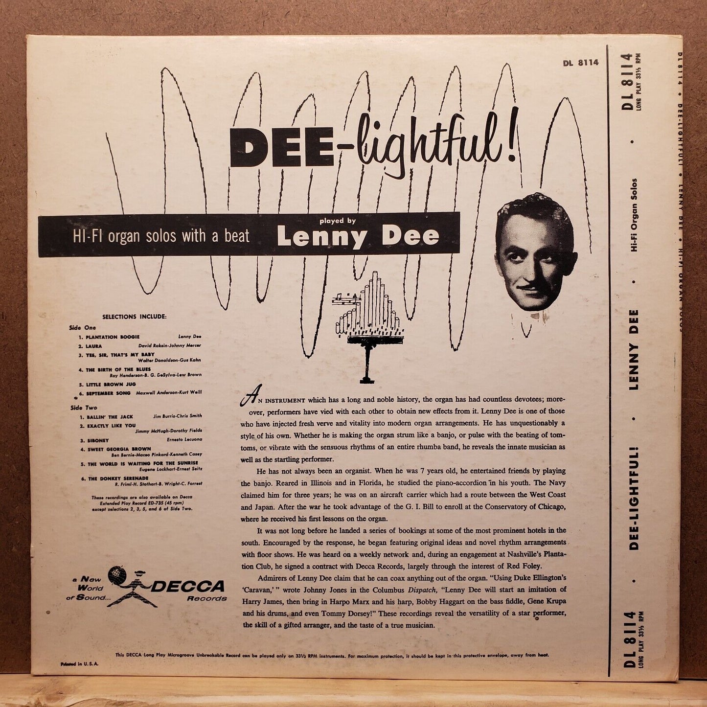 Lenny Dee - Dee-Lightful! - LD 8114 - Vinyl Record LP