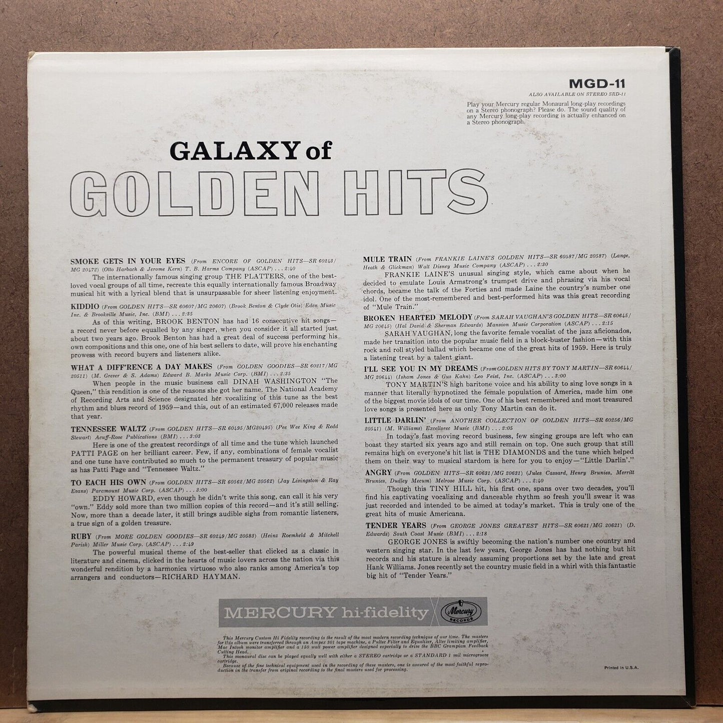 Galaxy Of Golden Hits - Mercury Records - MGD 11 - Vinyl Record LP