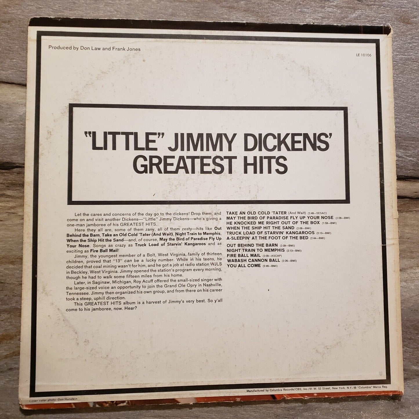 "Little" Jimmy Dickens' Greatest Hits - LE 10106 - Vinyl Record LP