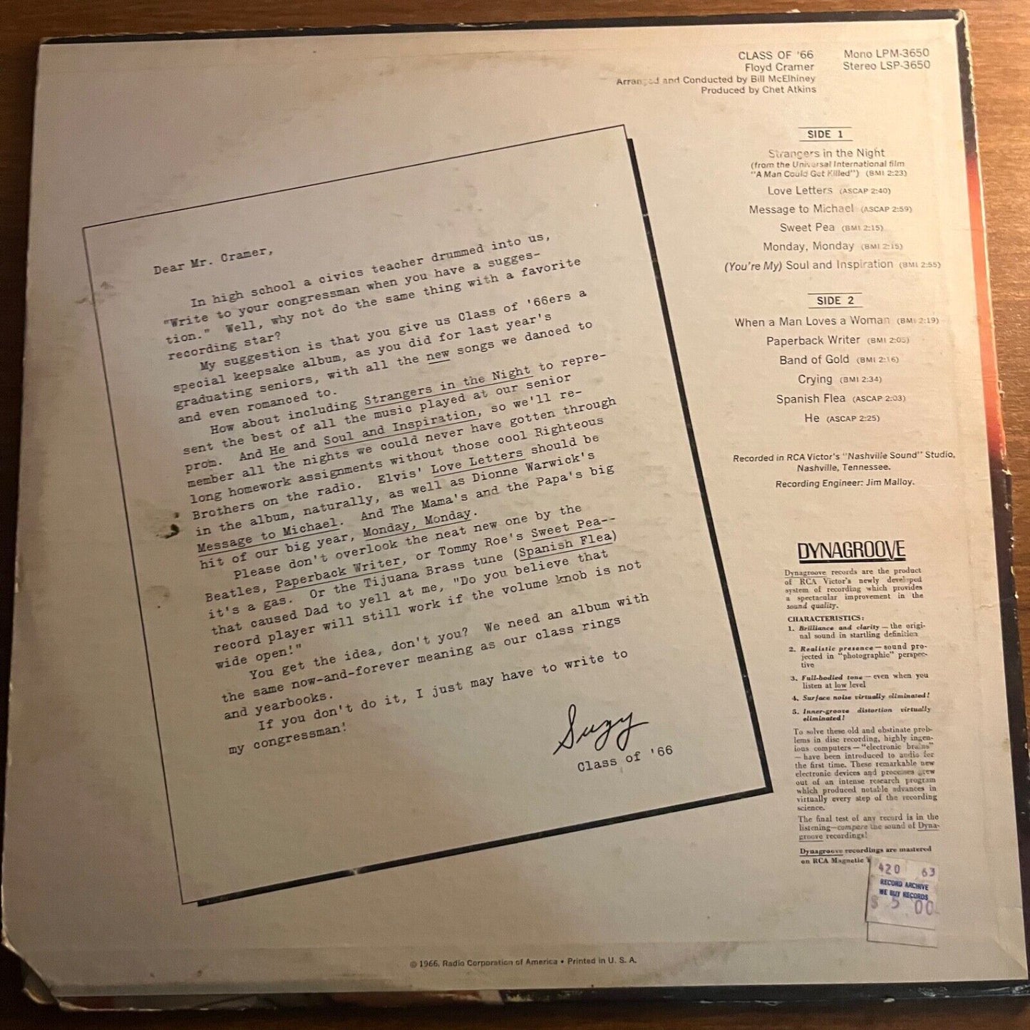 Floyd Cramer - Class Of ‘66 - LSP 3650 - Vinyl Record LP