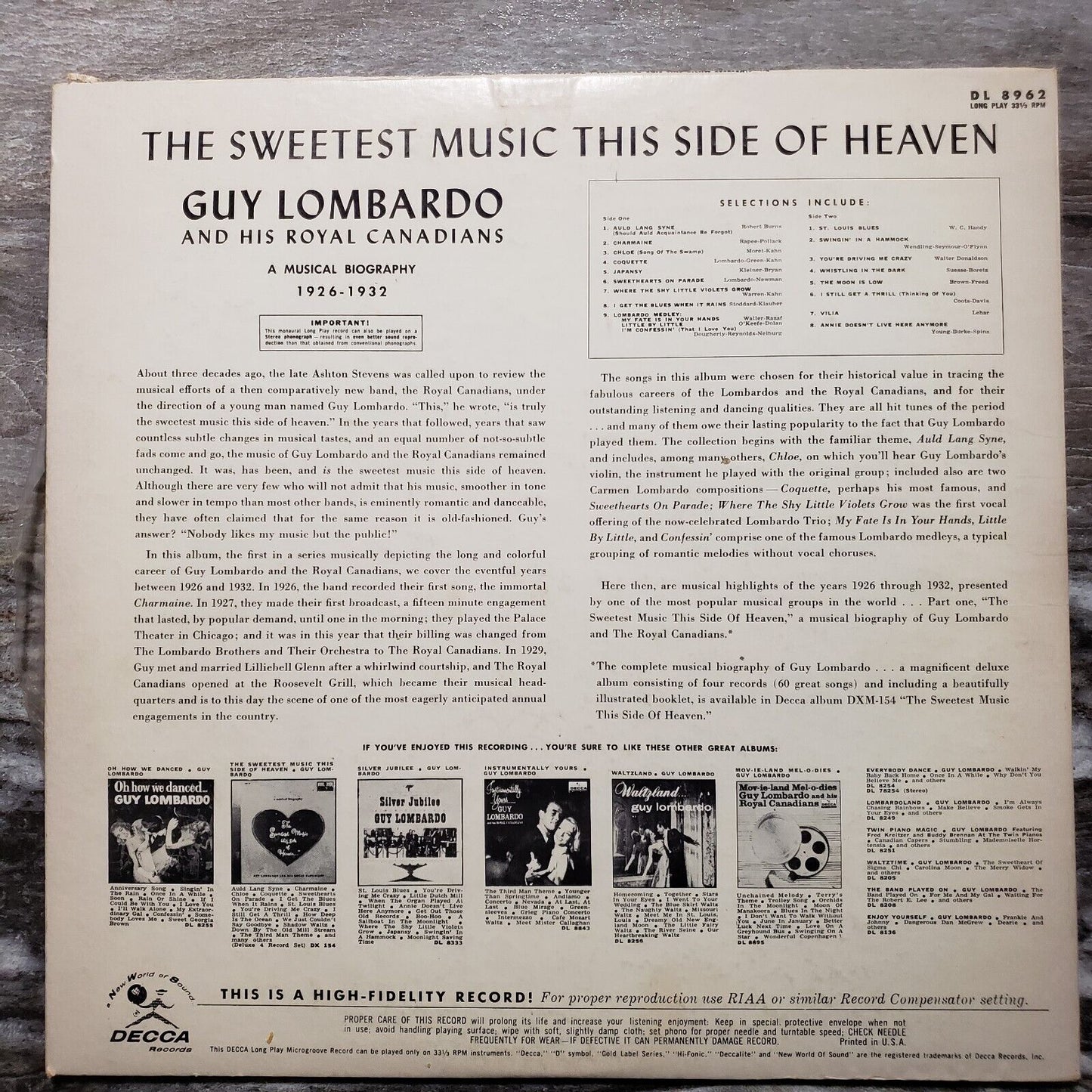 Guy Lombardo - The Sweetest Music This Side Of Heaven - Vinyl Record LP