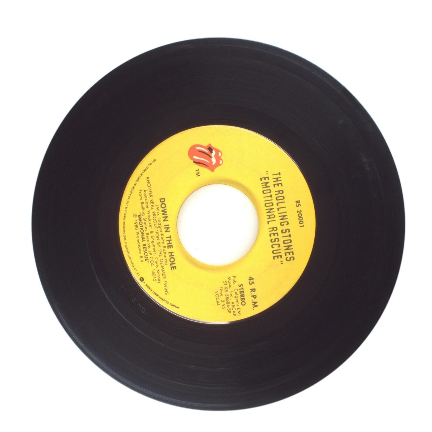 The Rolling Stones - Emotional Rescue; Down in the Hole - Vinyl Record 45 RPM 7"