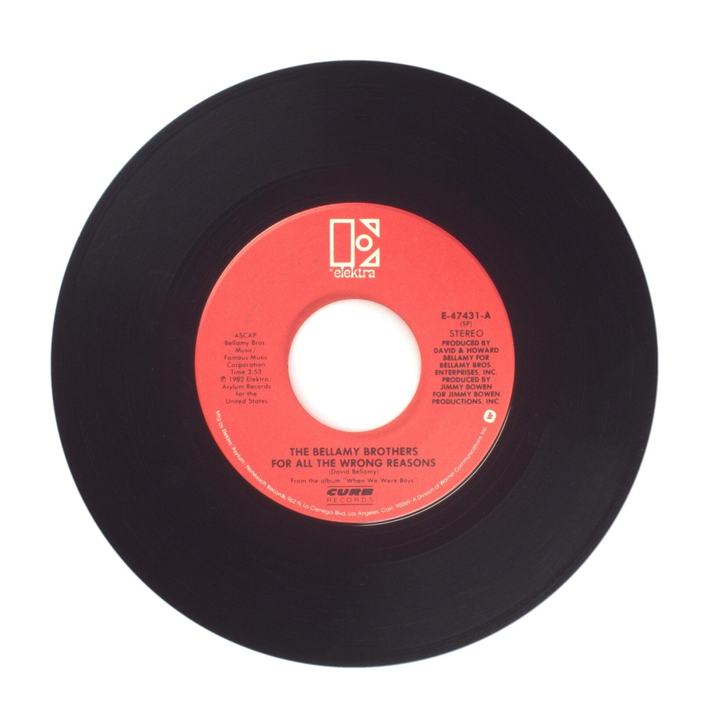 The Bellamy Brothers - This Time; For All the Wrong Reasons - Vinyl 45 RPM 7"