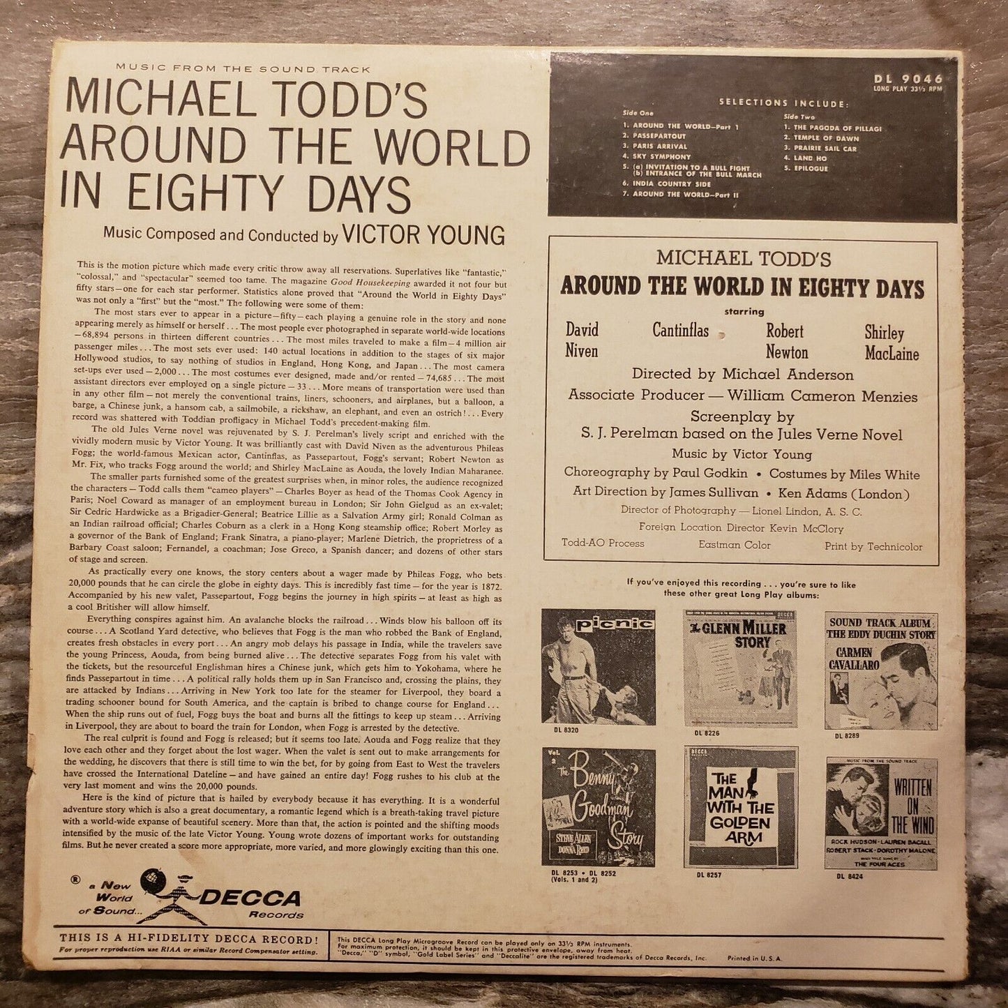 Around The World In 80 Days Soundtrack - DL 9046 Vinyl Record LP