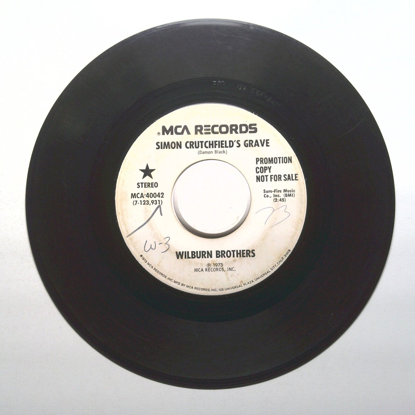 Wilburn Brothers - Simon Crutchfield's Grave - Promo Vinyl 45 RPM 7"