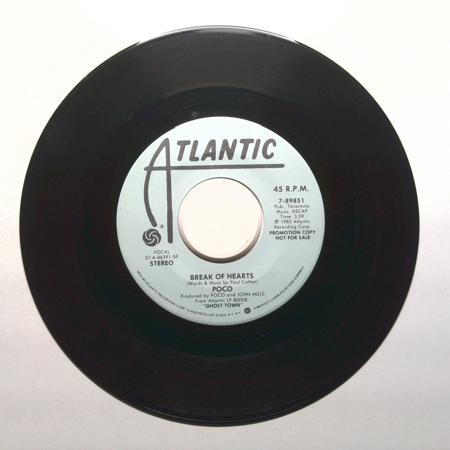 Poco - Break Of Hearts - Promo - Vinyl Record 45 RPM 7"