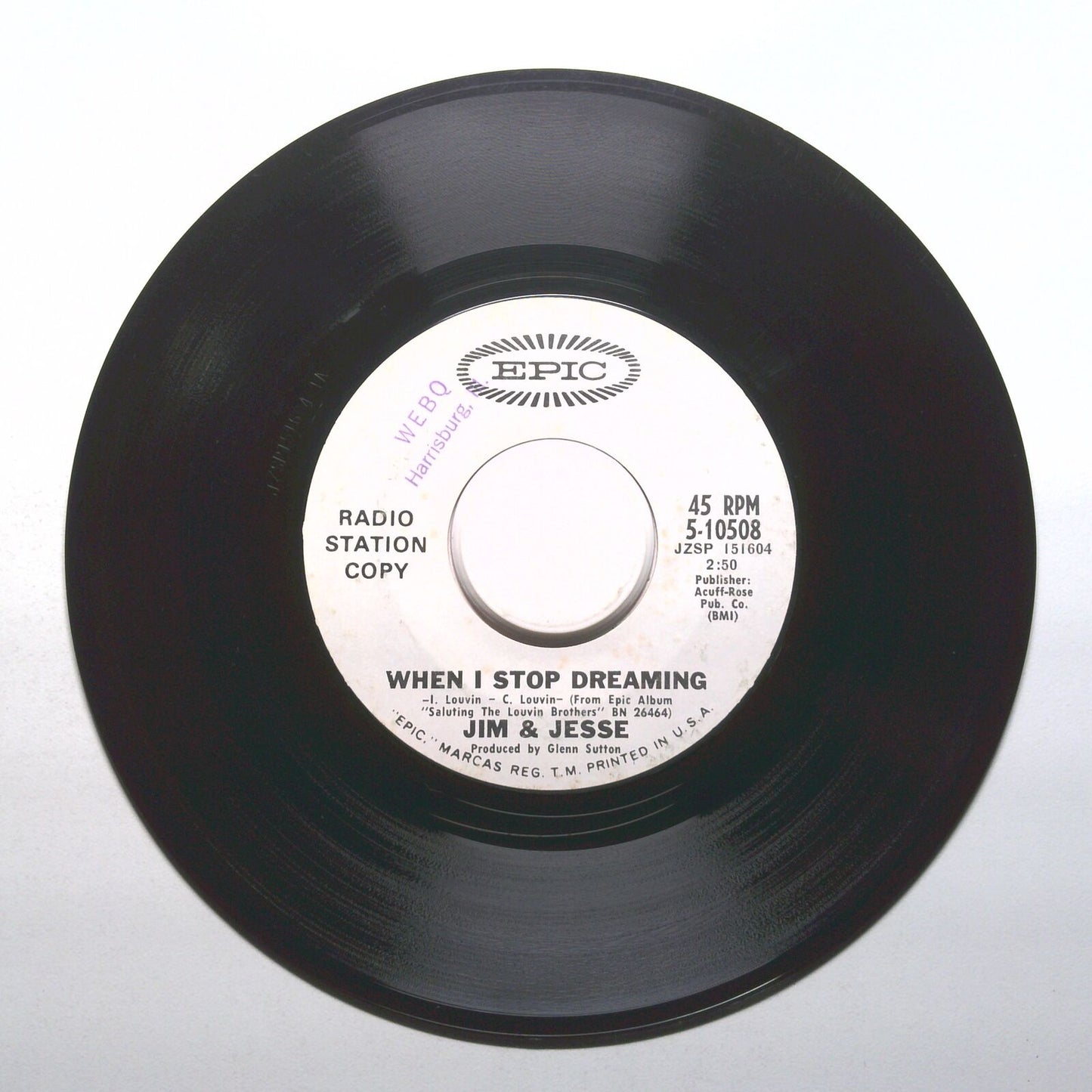 Jim & Jesse - When I Stop Dreaming; I'm Hoping That You're Hoping - 45 RPM 7"