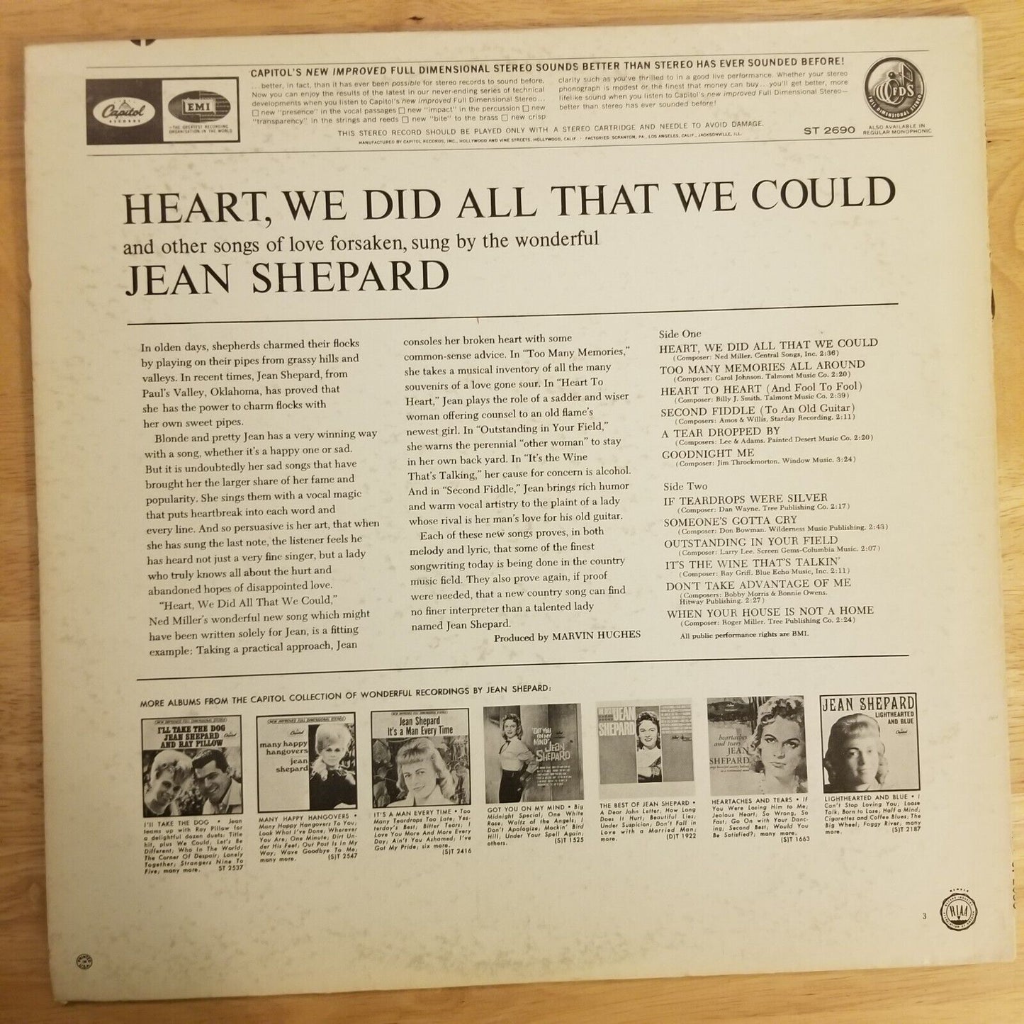 Jean Shepard - Heart, We Did All That We Could - ST-2690 Vinyl Record LP
