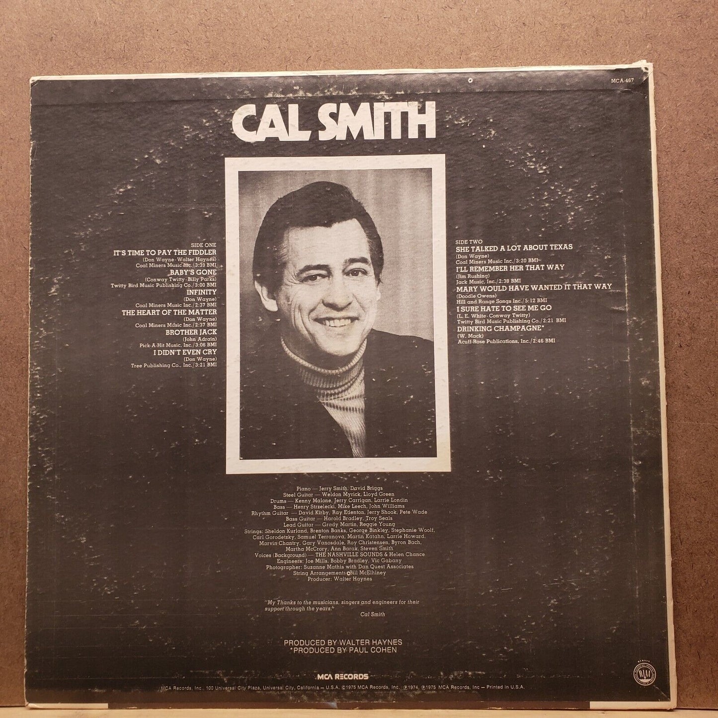 Cal Smith - It's Time To Pay The Fiddler - MCA 467 - Vinyl Record LP