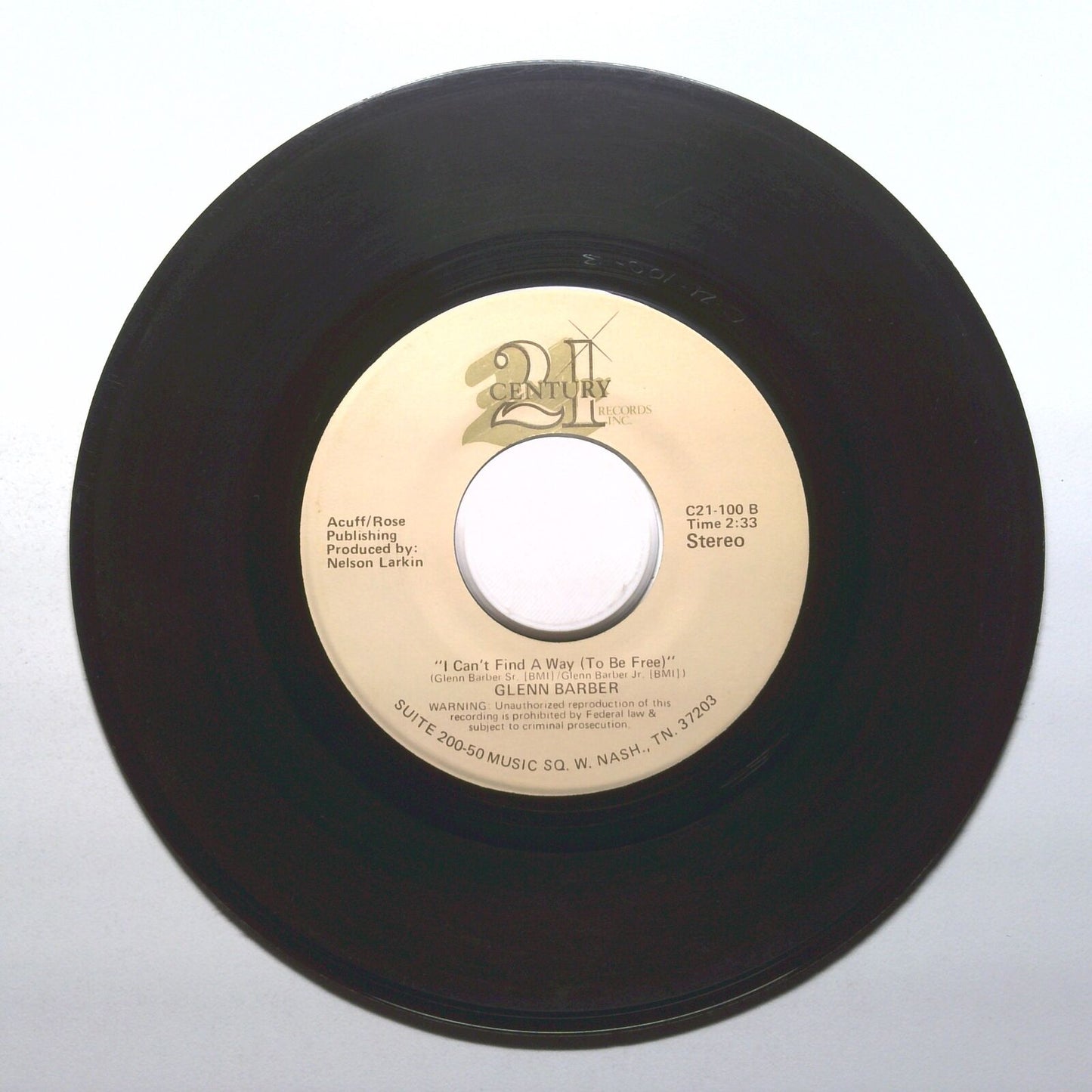 Glenn Barver - I Can't Find A Way; What's The Name Of That Song? - 45 RPM 7"