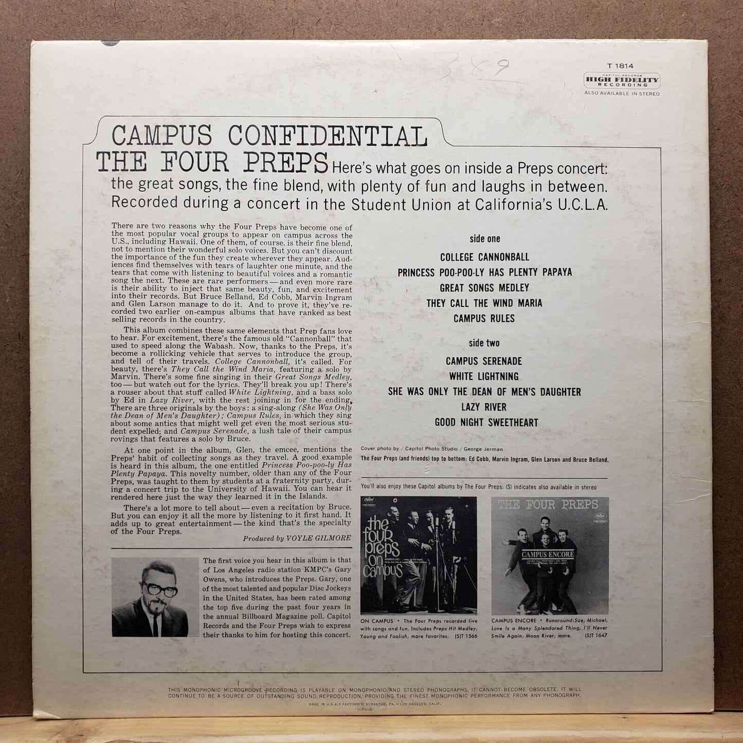 The Four Preps - Campus Confidential - T 1814 - Vinyl Record LP