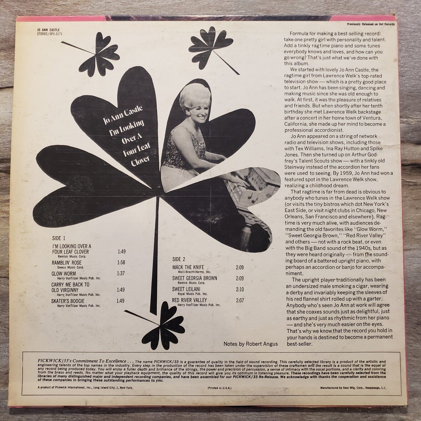 Jo Ann Castle - I'm Looking Over A Four Leaf Clover - SPC-3171 Vinyl Record LP