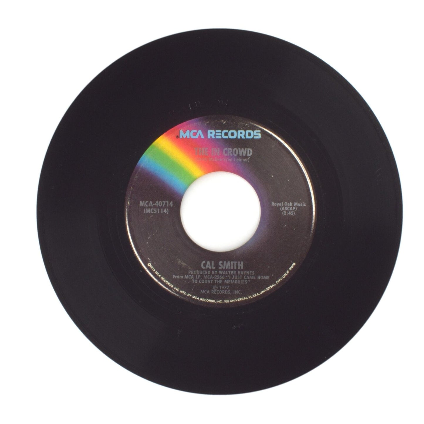 Cal Smith - The In Crowd; Come See About Me - Vinyl Record 45 RPM 7"