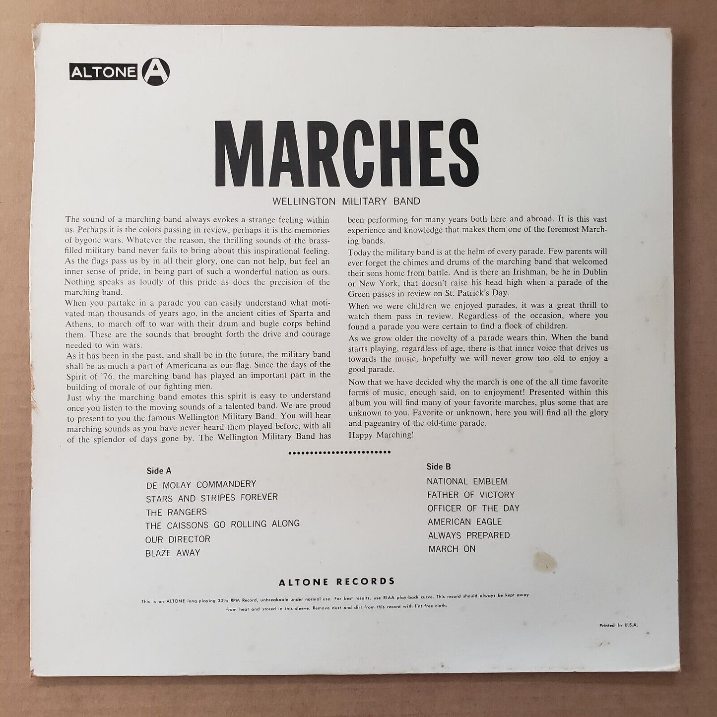 Wellington Military Band - Marches - Vinyl Record LP