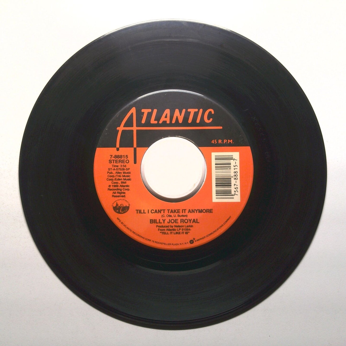 Billy Joe Royal - He Don't Know; Till I Can't Take It Anymore - Vinyl 45 RPM 7"