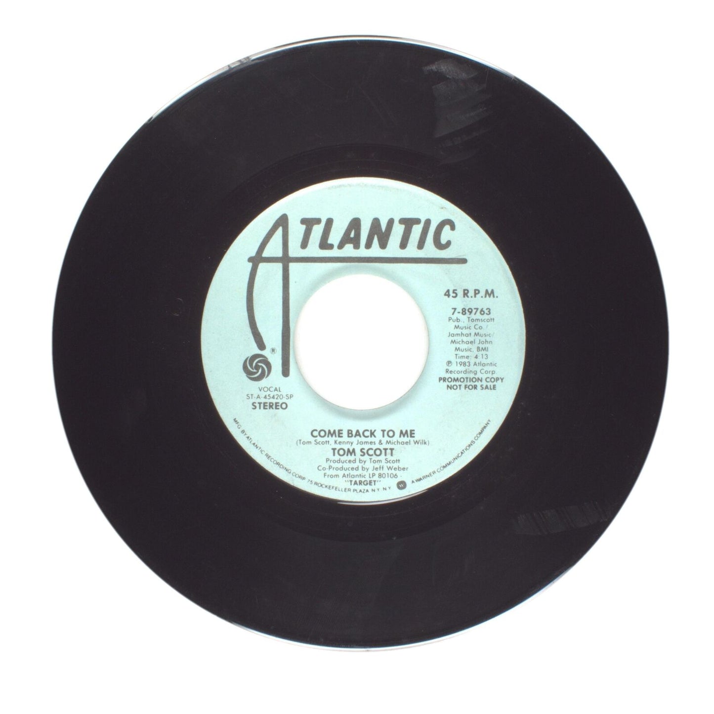 Tom Scott - Come Back to Me - Vinyl Record 45 RPM 7"