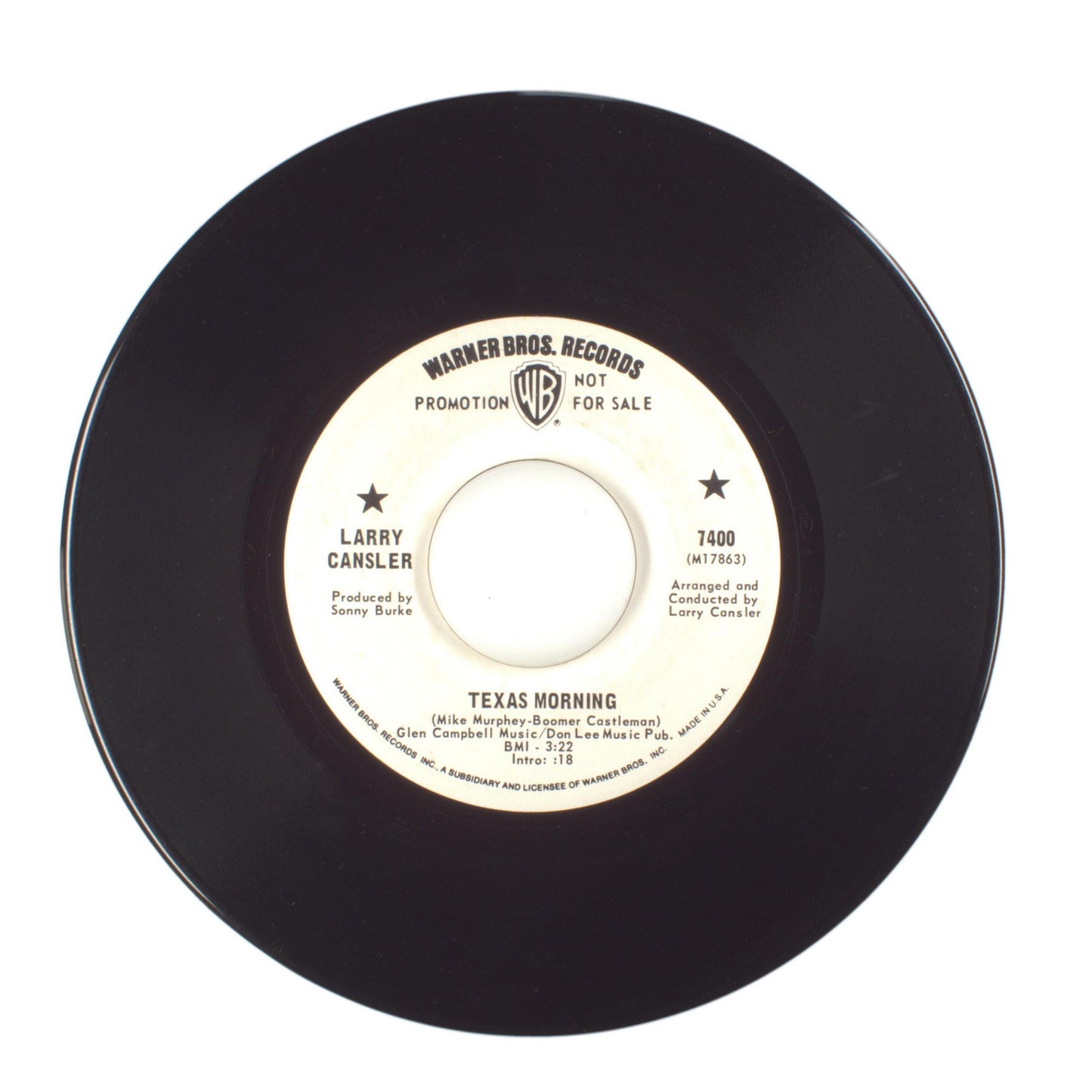 Larry Cansler - Street People; Texas Morning - Vinyl Record 45 RPM 7"