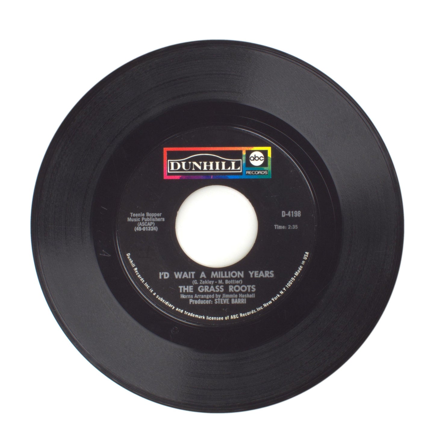 The Grass Roots - Fly Me to Havana; I'd Wait a Million Years - Vinyl 45 RPM 7"