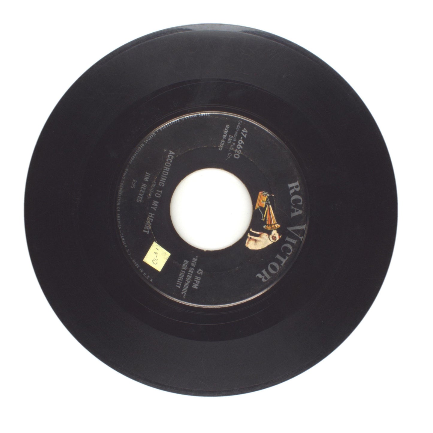 Jim Reeves - According to My Heart; The Mother of a Honky Tonk Girl - 45 RPM 7"