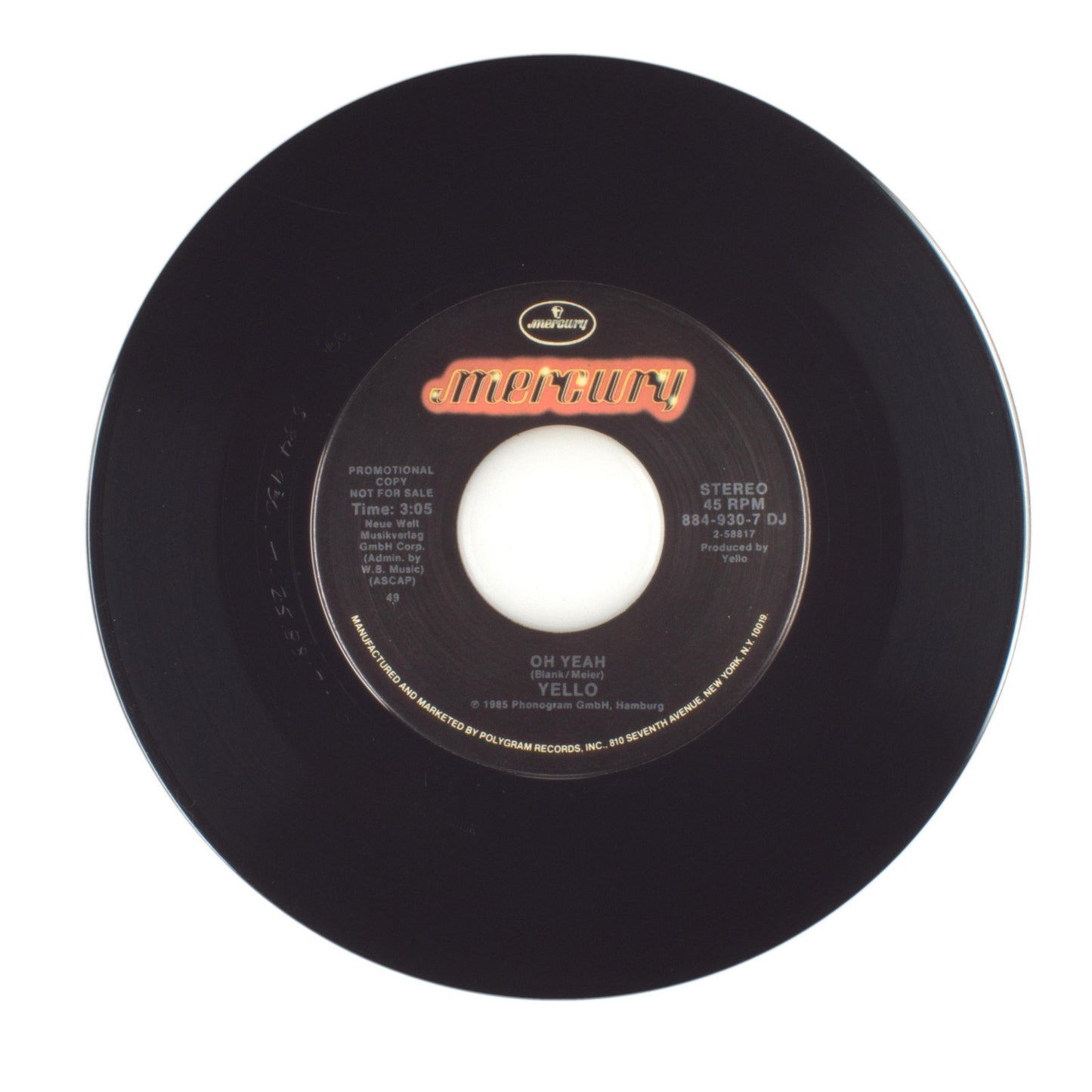 Yello - Oh Yeah - Vinyl Record 45 RPM 7"