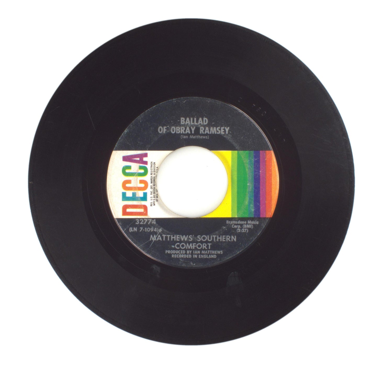 Matthews' Southern Comfort - Woodstock; Ballad of Obray Ramsey - Vinyl 45 RPM 7"