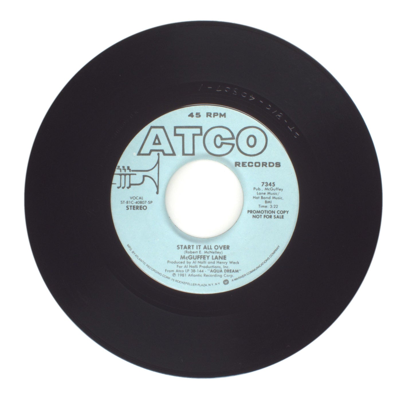 McGuffey Lane - Start It All Over - Vinyl Record 45 RPM 7"