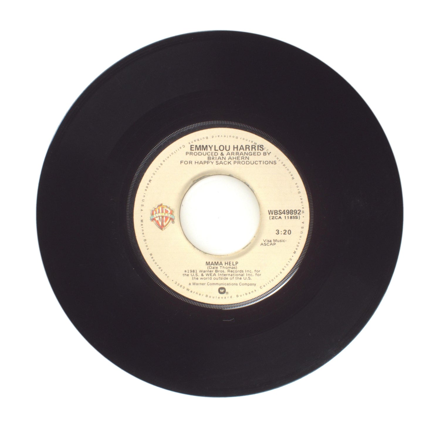 Emmylou Harris - Tennessee Rose; Mama Help - Vinyl Record 45 RPM 7"
