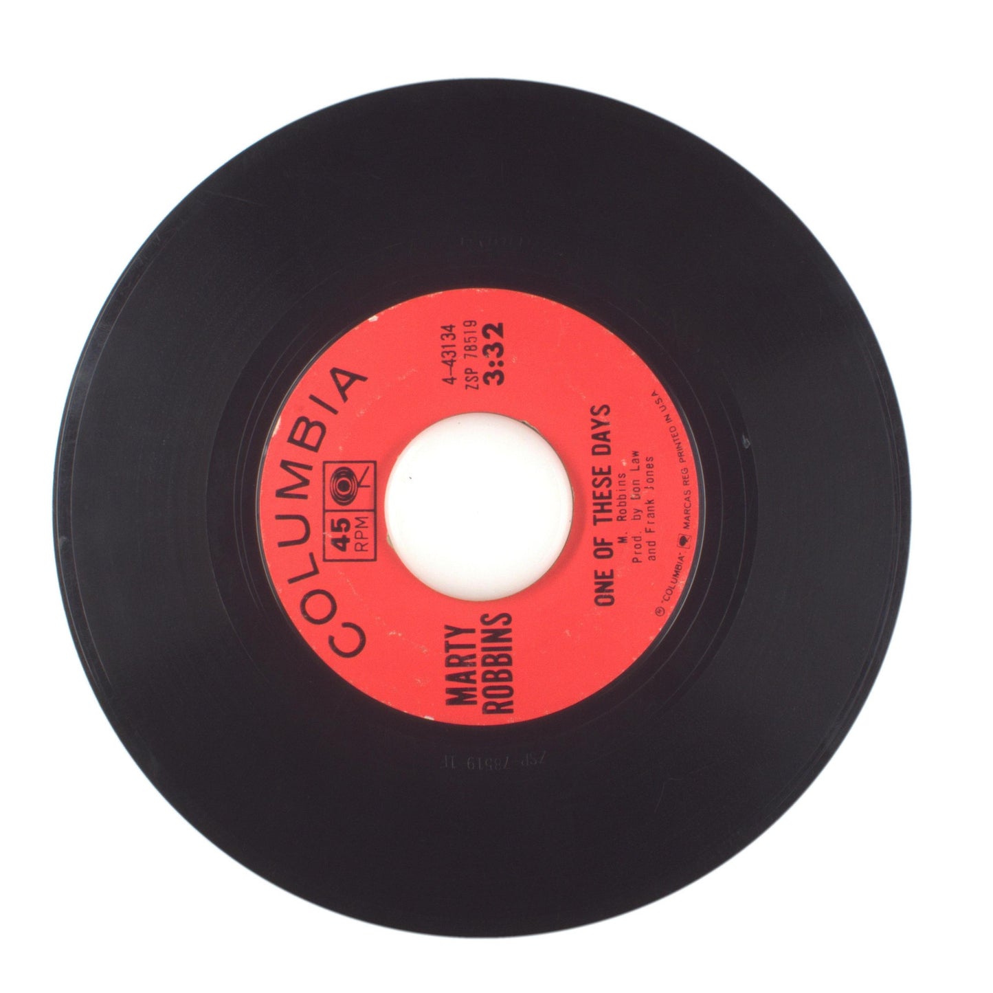 Marty Robbins - Up in the Air; One of These Days - Vinyl Record 45 RPM 7"