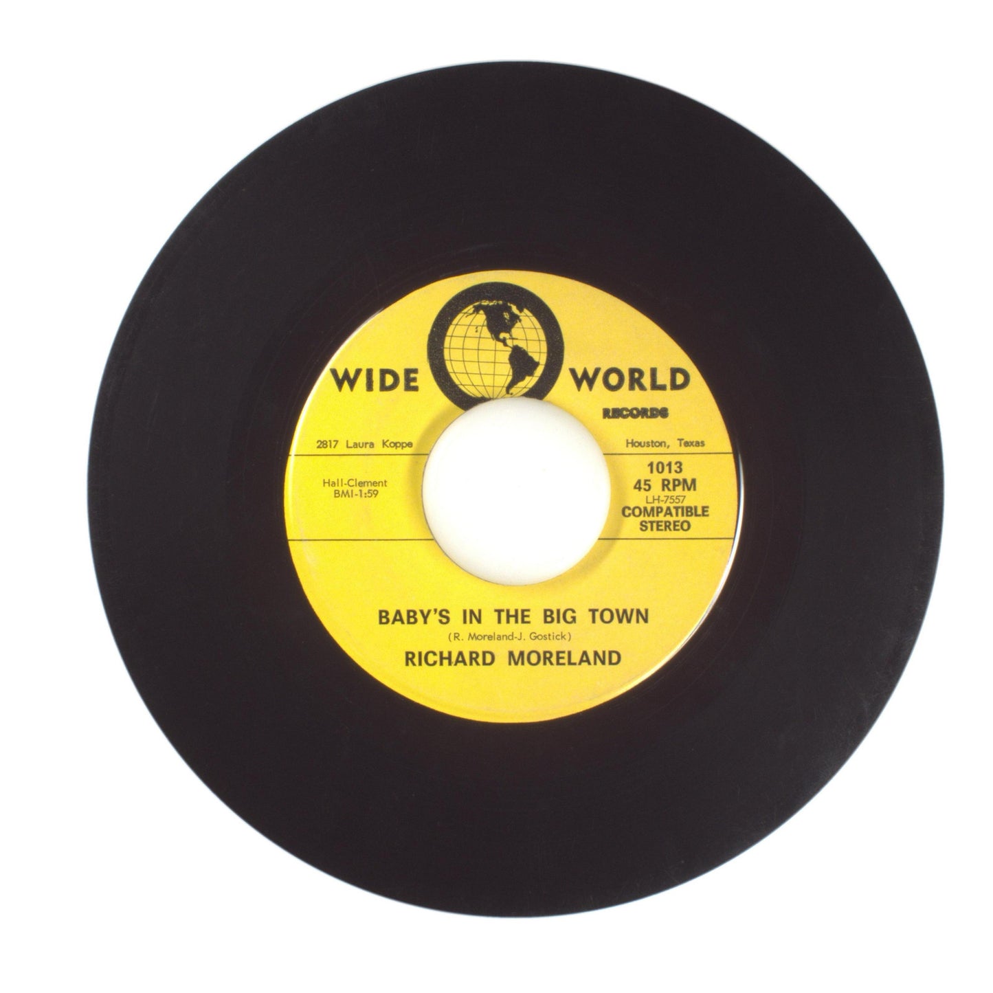 Richard Moreland - I Almost Touched Heaven; Baby's in the Big Town - 45 RPM 7"