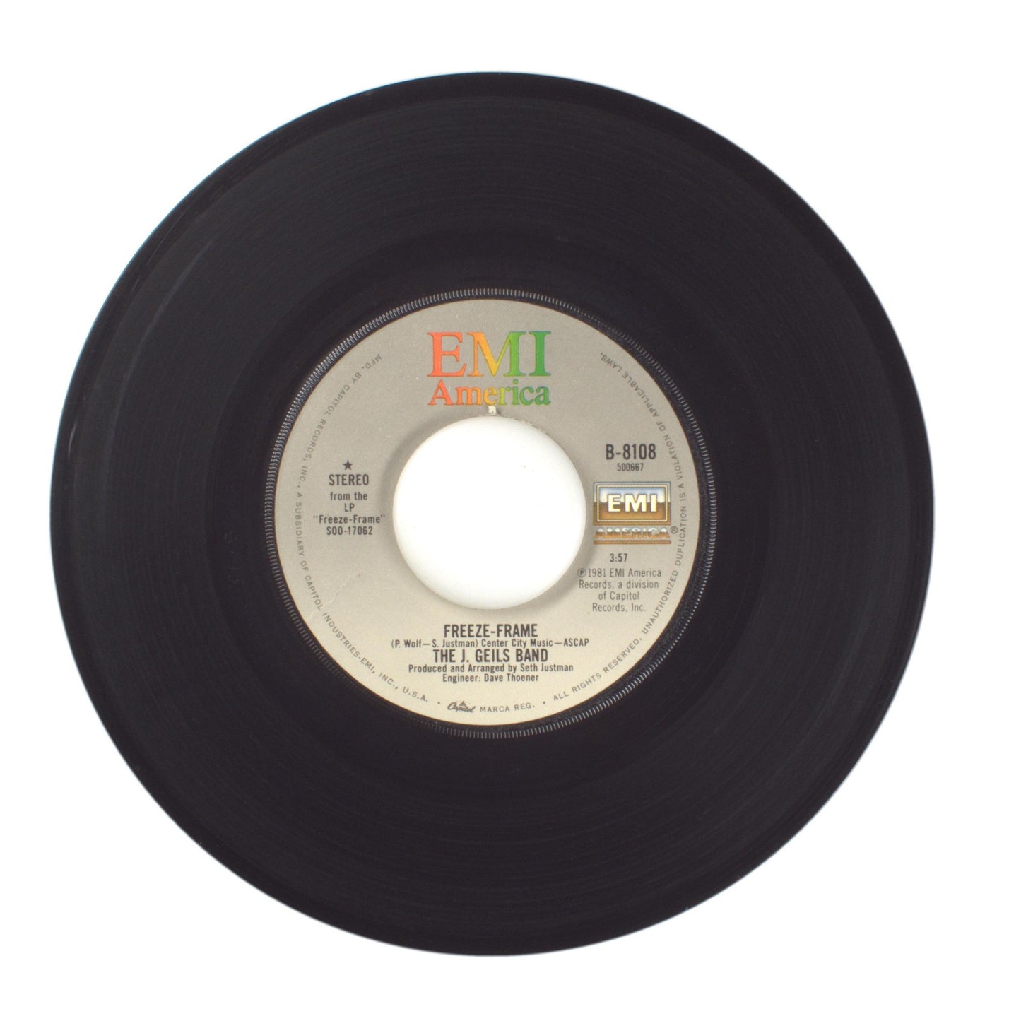 The J. Geils Band - Freeze-Frame; Flamethrower - Vinyl Record 45 RPM 7"