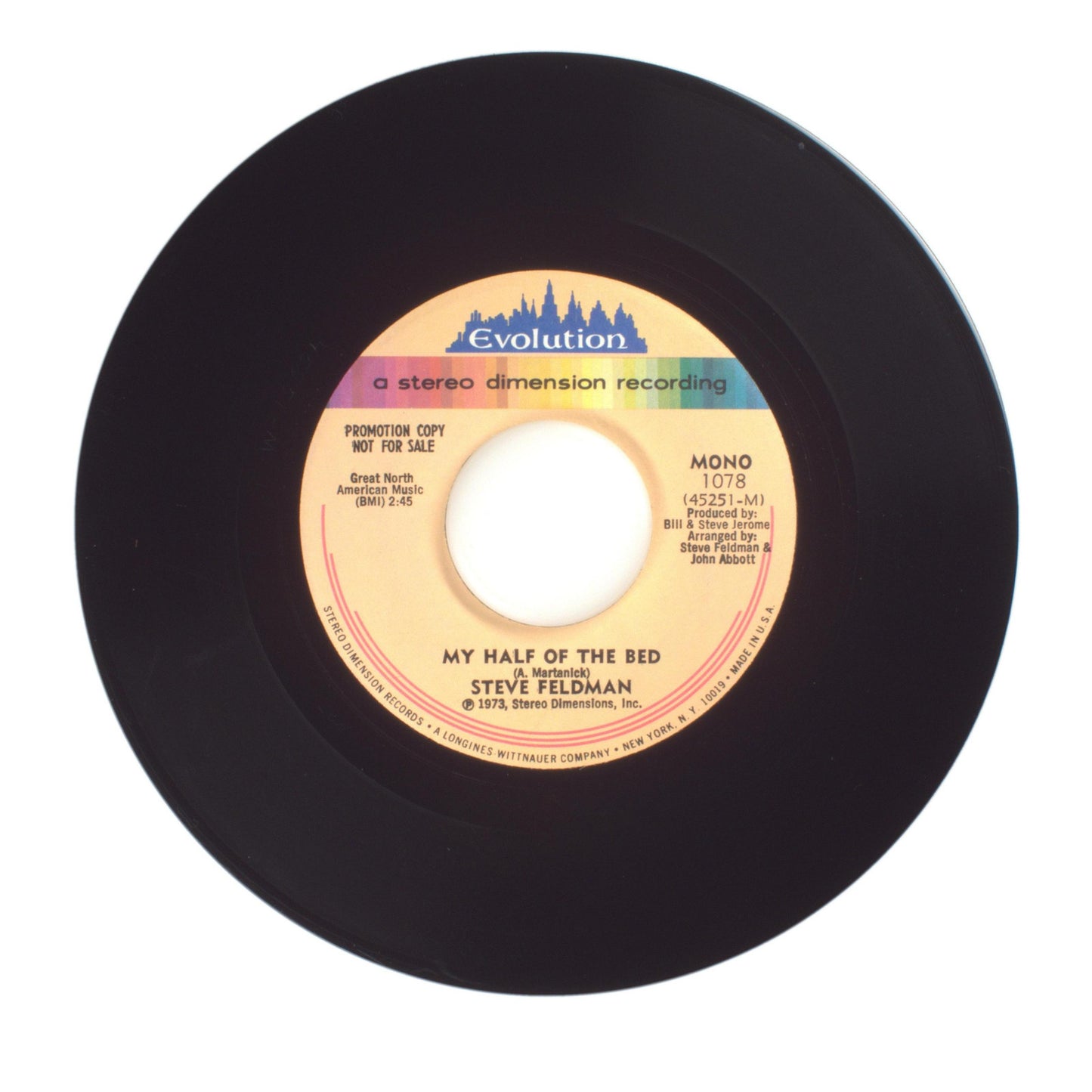 Steve Feldman - My Half of the Bed - Vinyl Record 45 RPM 7"