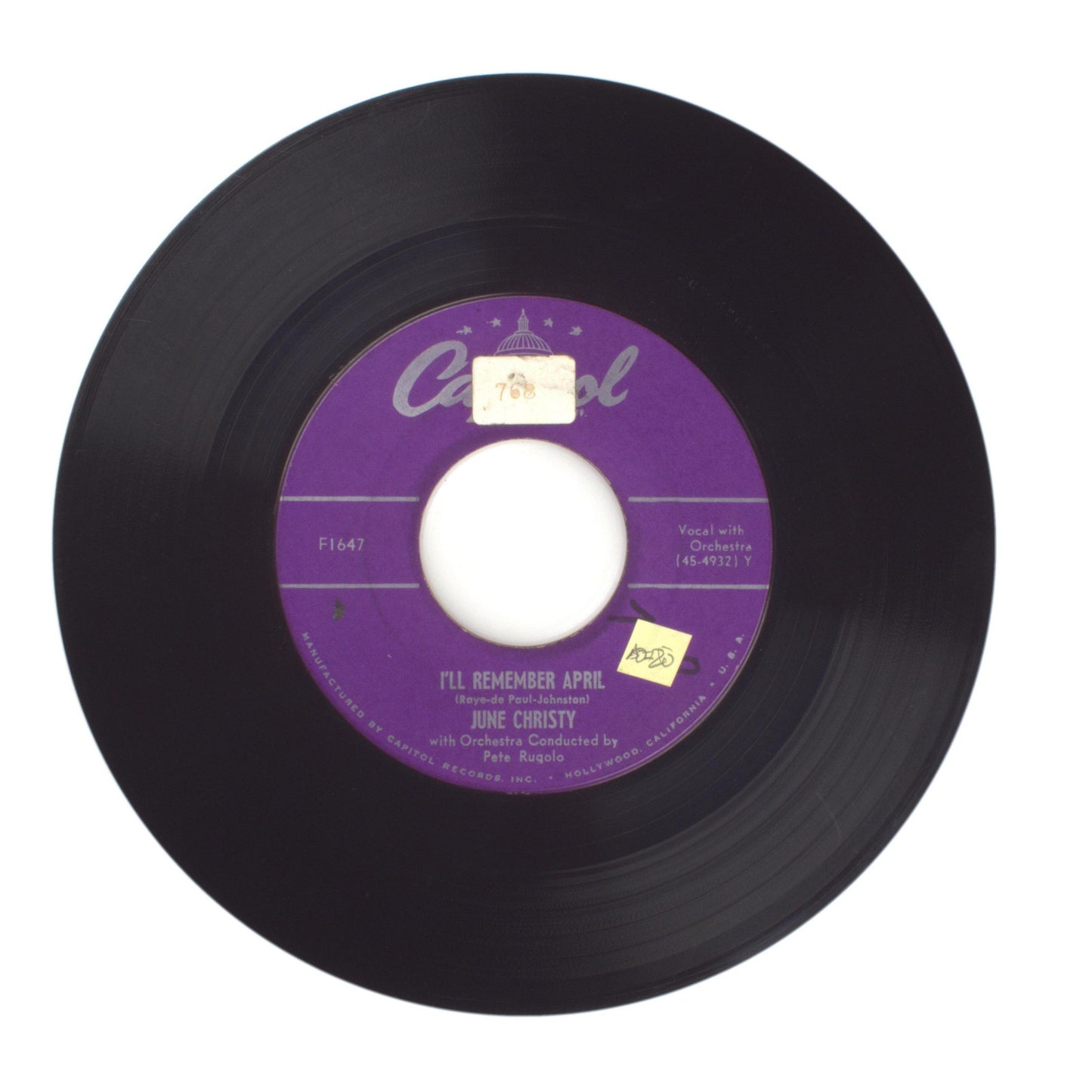 June Christy - I'll Remember April; Get Happy - Vinyl Record 45 RPM 7"