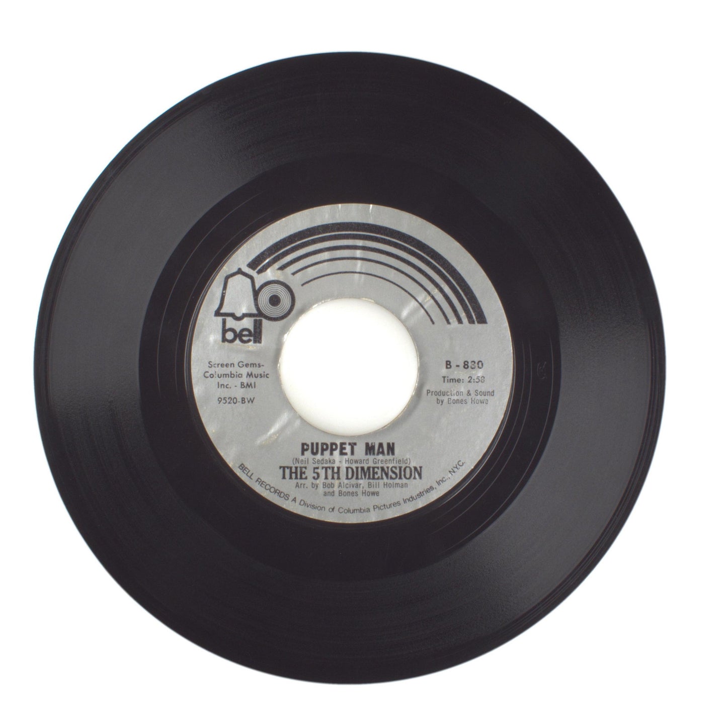 The 5th Dimension - Puppet Man; A Love Like Ours - Vinyl Record 45 RPM 7"