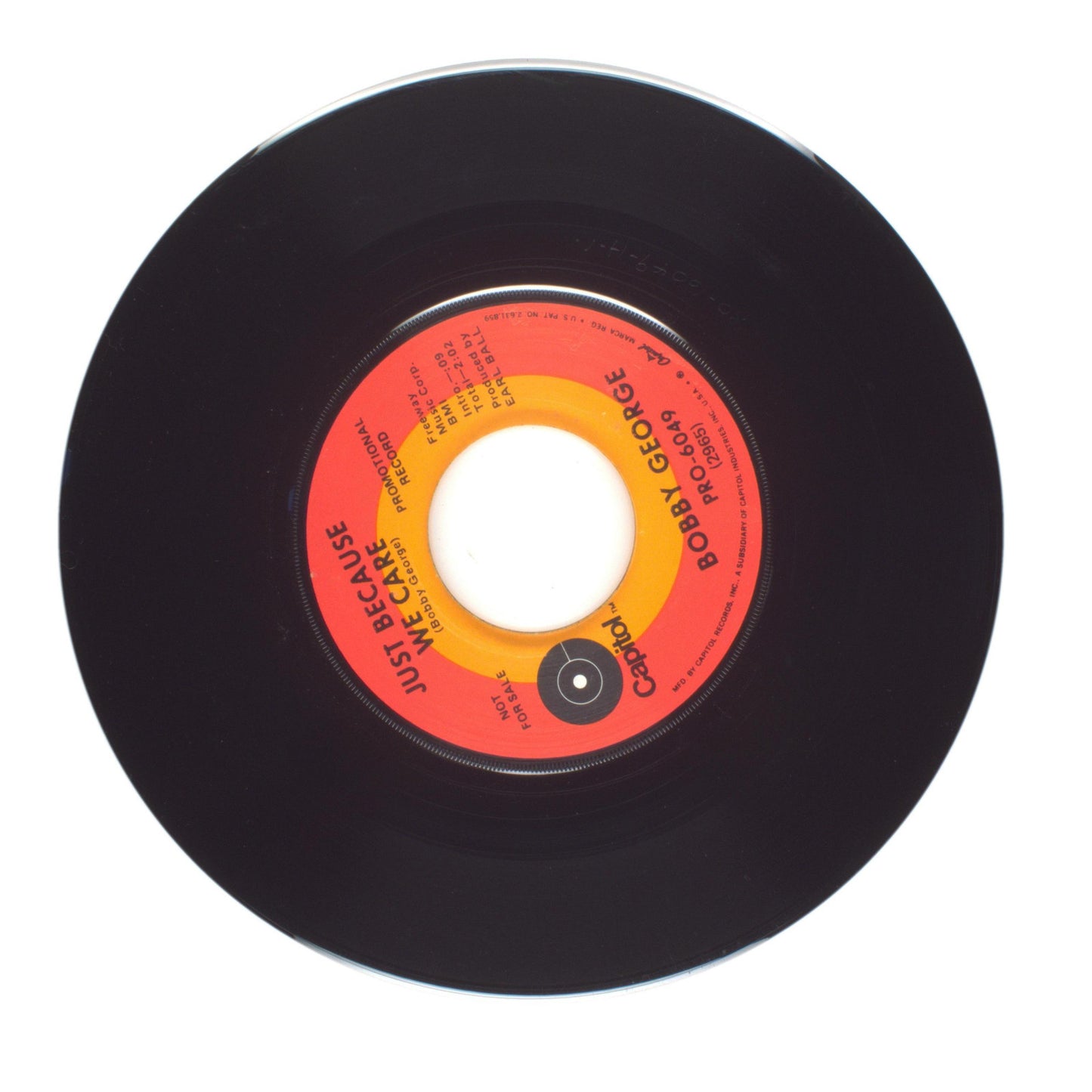 Bobby George - Just Because We Care; The Old Shep: The Dog's Side Of It - 45 RPM