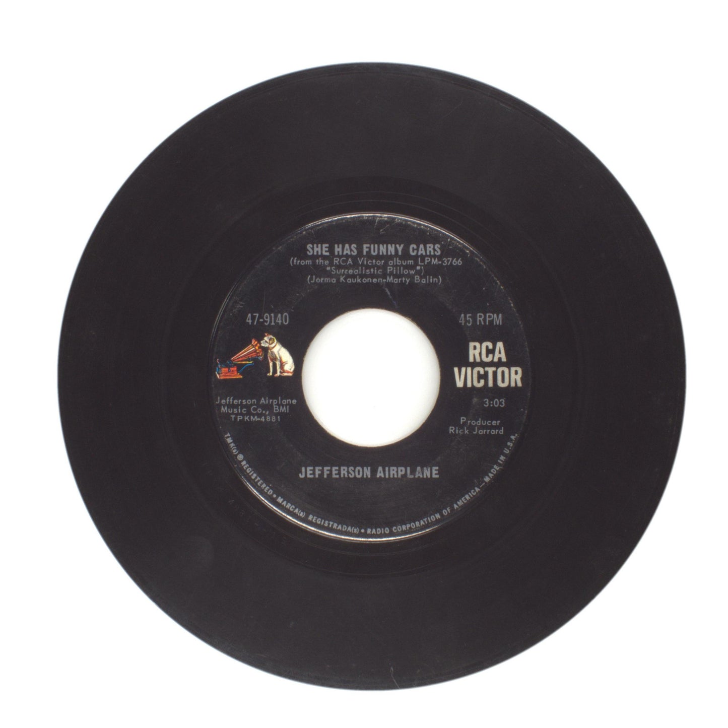 Jefferson Airplane - She Has Funny Cars; Somebody to Love - Vinyl 45 RPM 7"