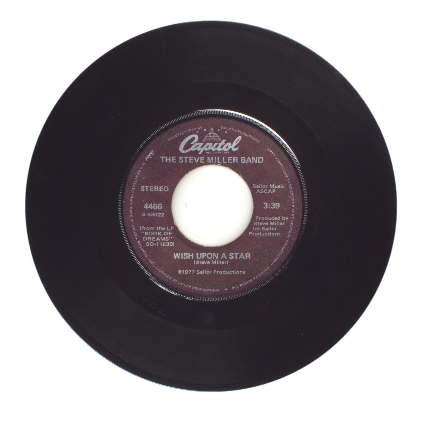 The Steve Miller Band - Jungle Love; Wish Upon a Star - Vinyl Record 45 RPM 7"