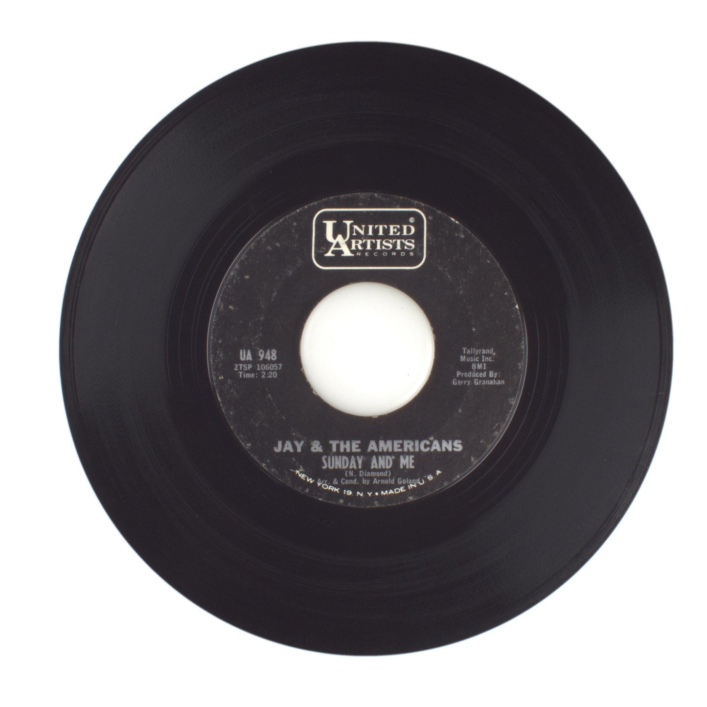 Jay & The Americans - Sunday and Me; Through This Doorway - Vinyl 45 RPM 7"