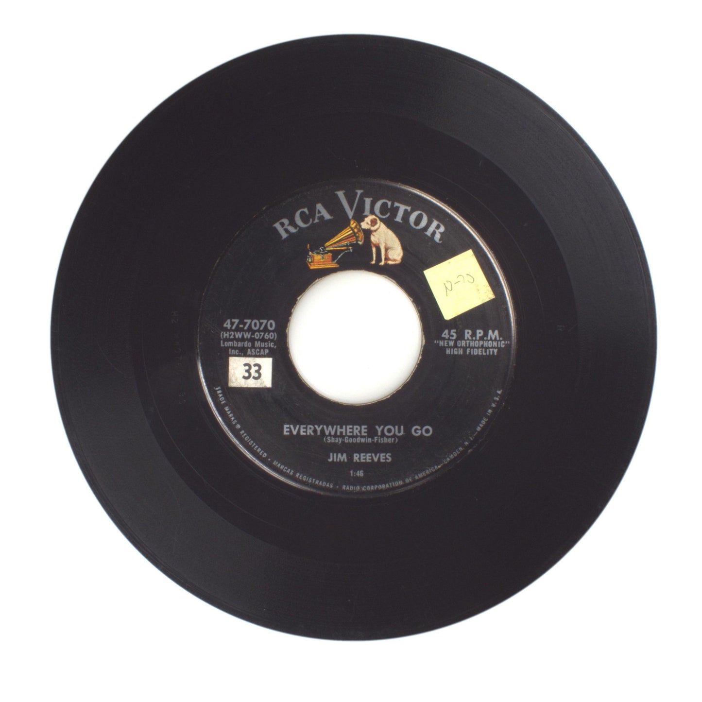 Jim Reeves - Anna Marie; Everywhere You Go - Vinyl Record 45 RPM 7"