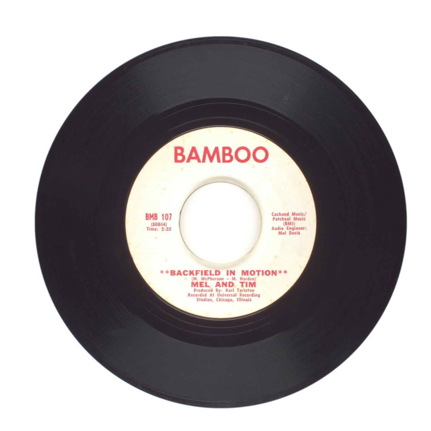 Mel and Tim - Backfield in Motion; Do Right Baby - Vinyl Record 45 RPM 7"