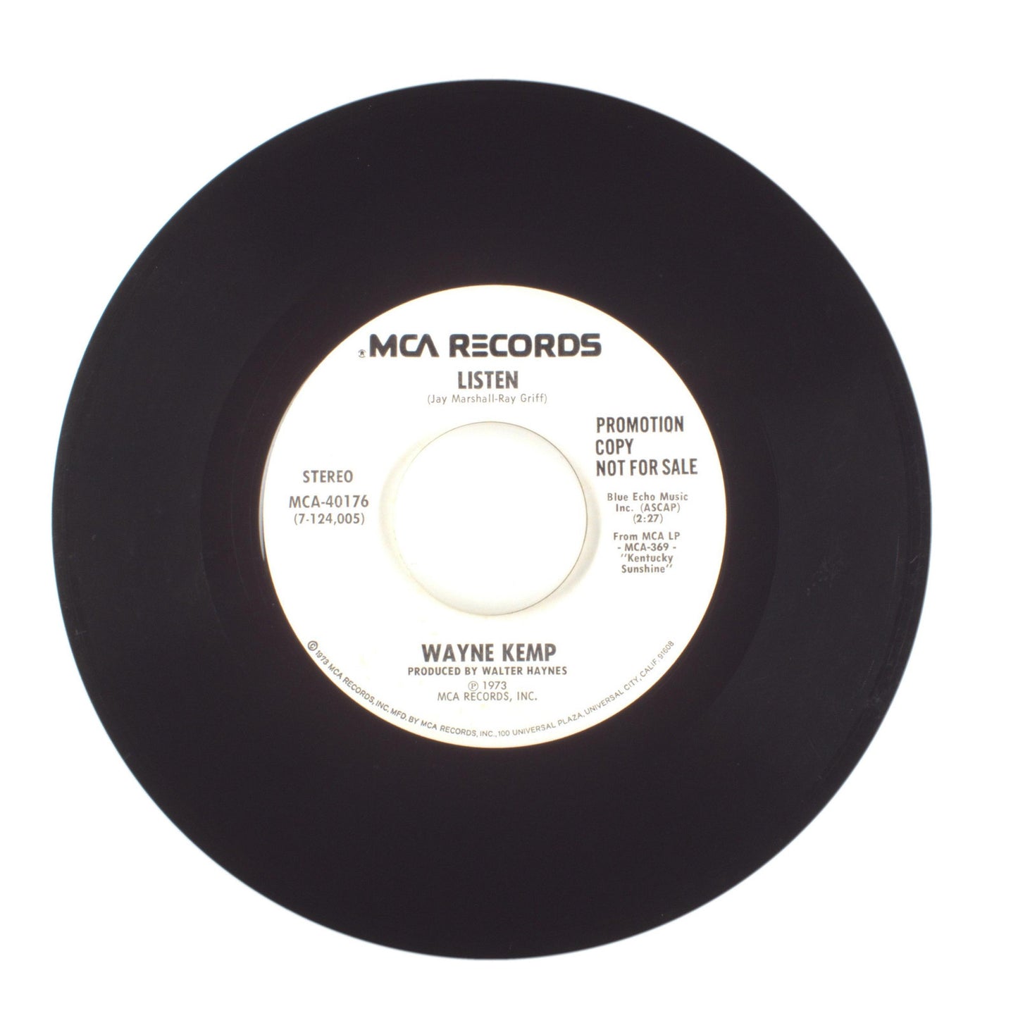 Wayne Kemp - Listen; She Knows When You're on My Mind Again - Vinyl 45 RPM 7"