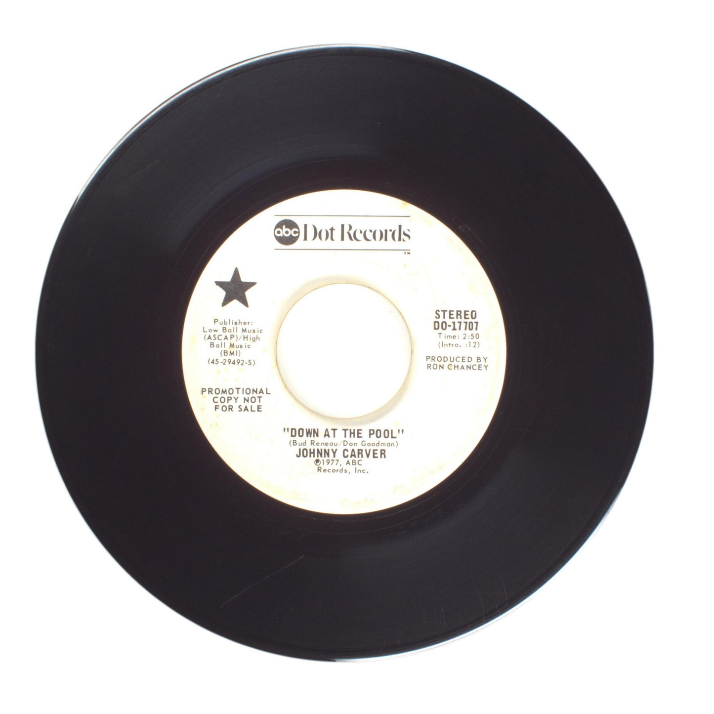Johnny Carver - Down at the Pool - Vinyl Record 45 RPM 7"
