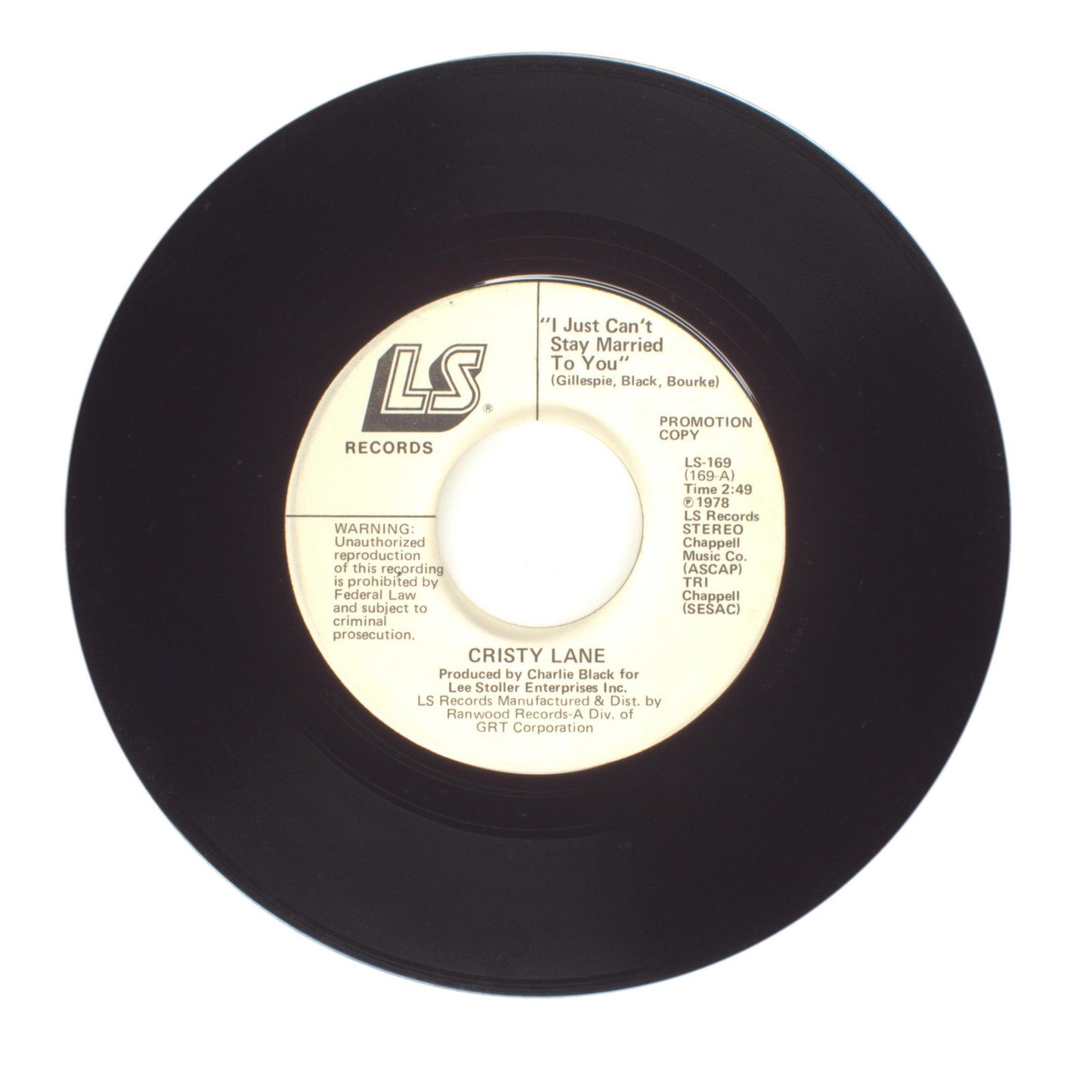 Cristy Lane - I Just Can't Stay Married To You - Vinyl Record 45 RPM 7"