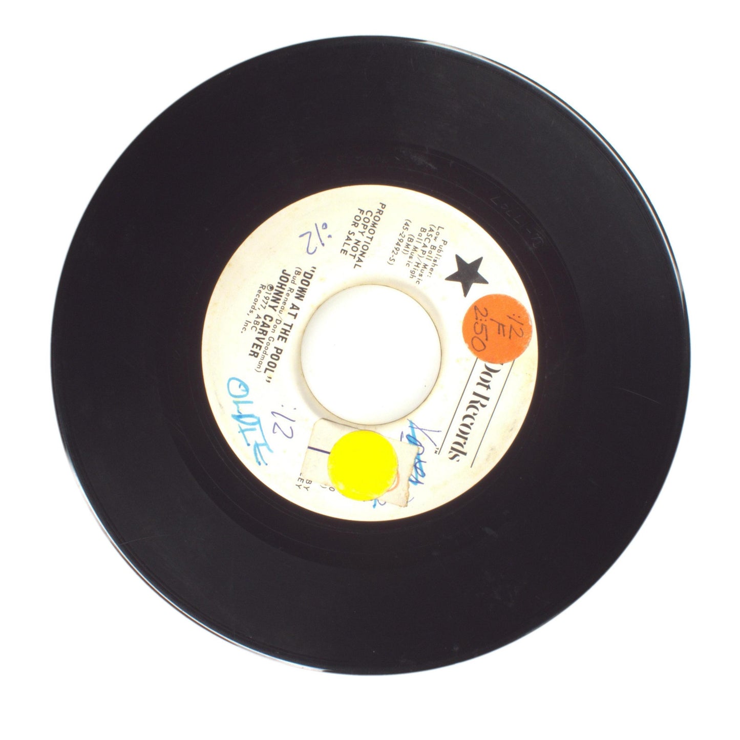 Johnny Carver - Down at the Pool - Vinyl Record 45 RPM 7"