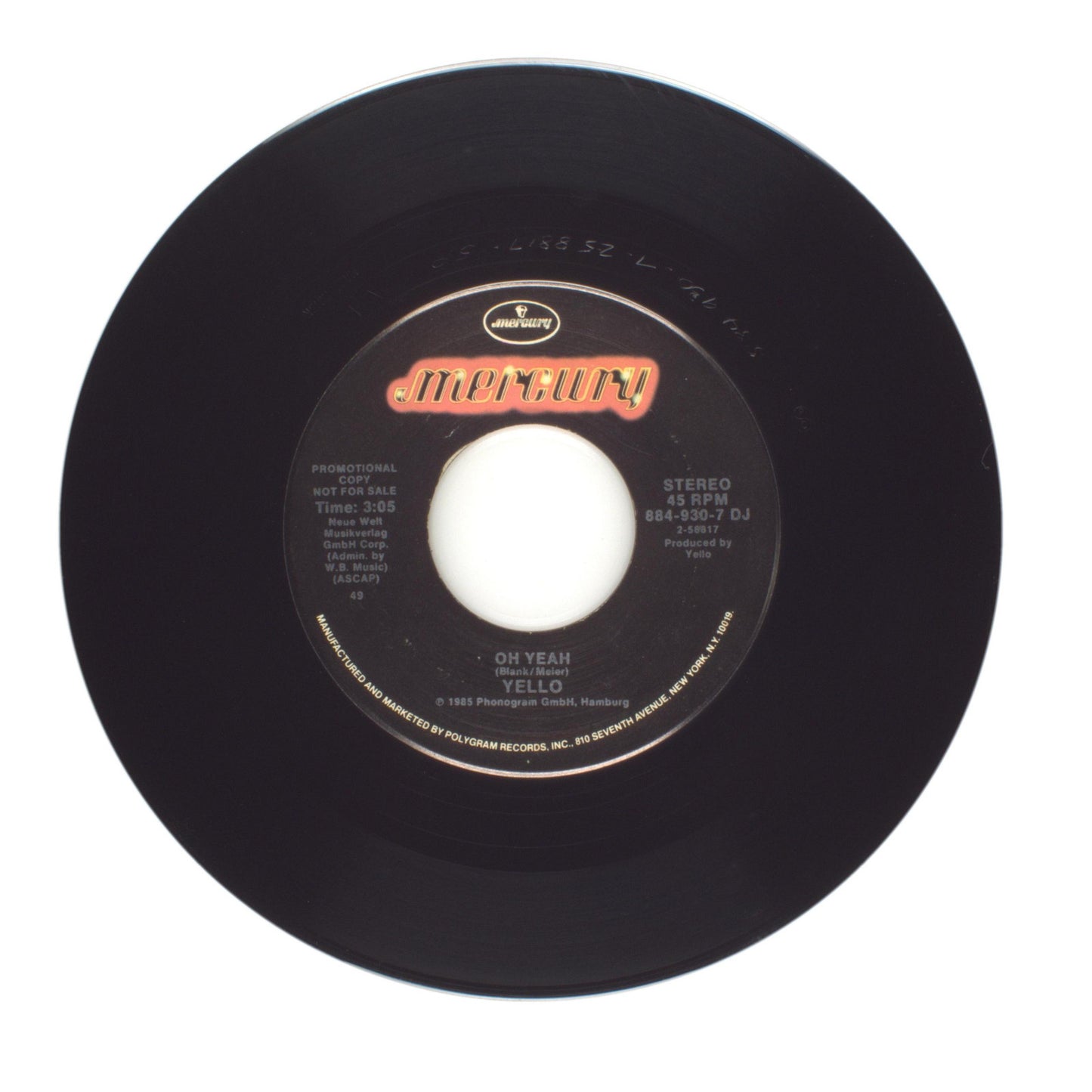 Yello - Oh Yeah - Vinyl Record 45 RPM 7"