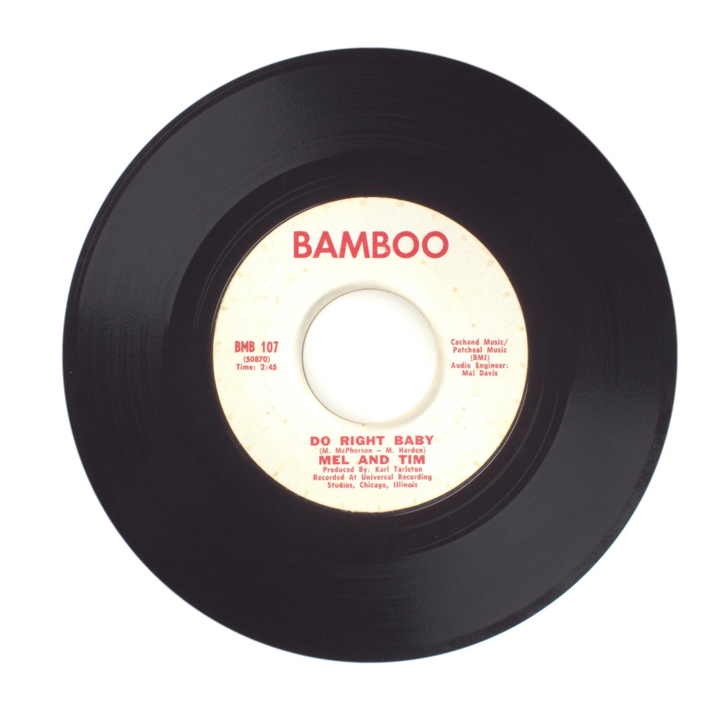Mel and Tim - Backfield in Motion; Do Right Baby - Vinyl Record 45 RPM 7"