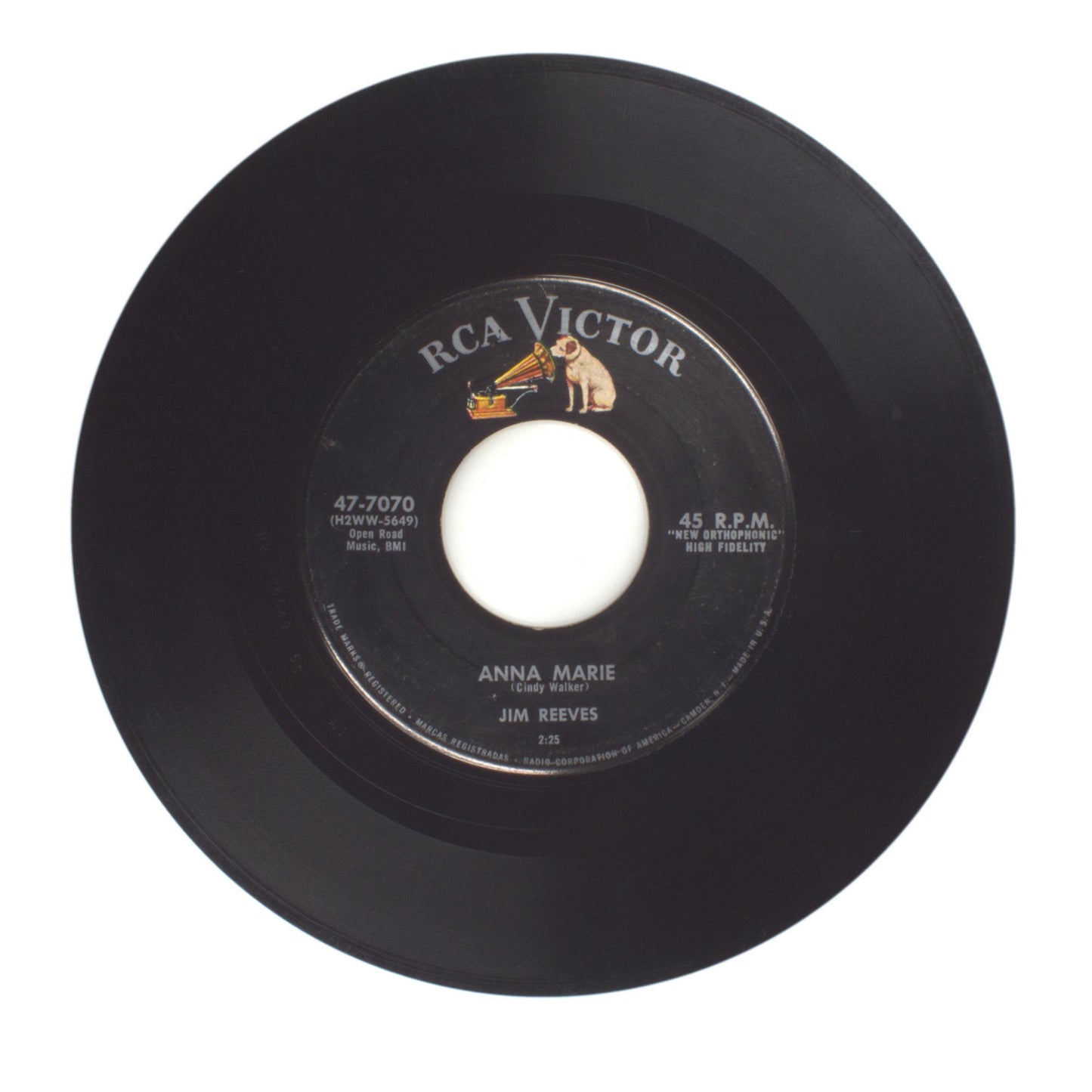 Jim Reeves - Anna Marie; Everywhere You Go - Vinyl Record 45 RPM 7"