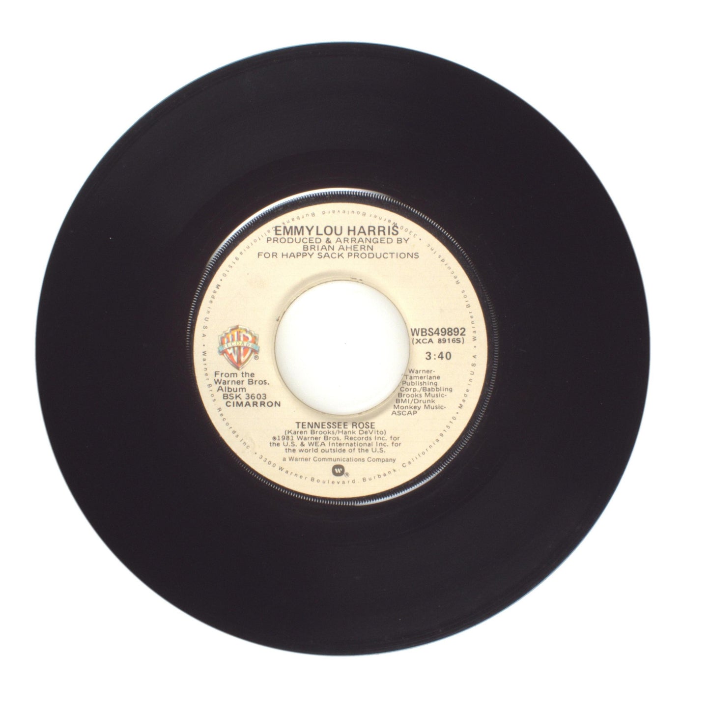 Emmylou Harris - Tennessee Rose; Mama Help - Vinyl Record 45 RPM 7"
