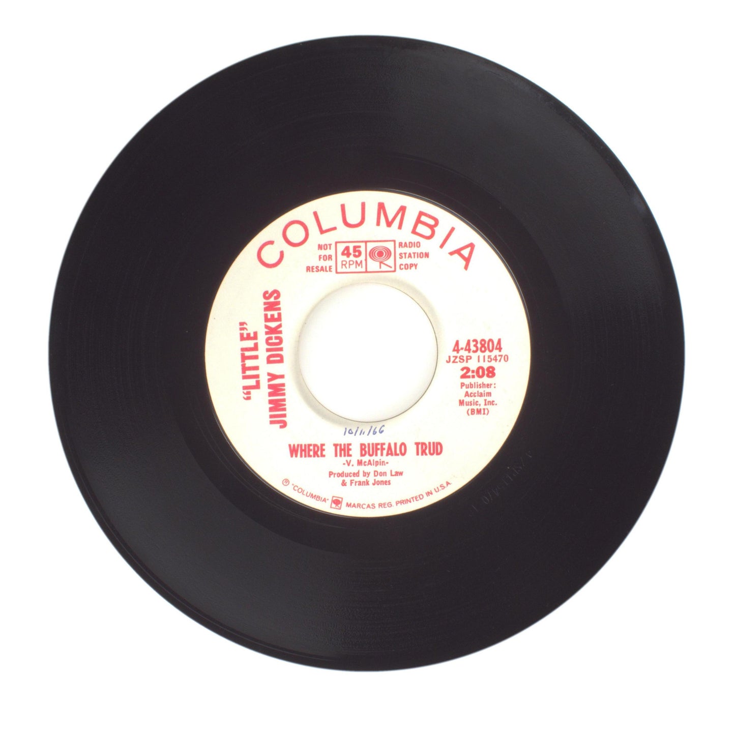 "Little" Jimmy Dickens - Butter Beans; Where the Buffalo Trud - Vinyl 45 RPM 7"
