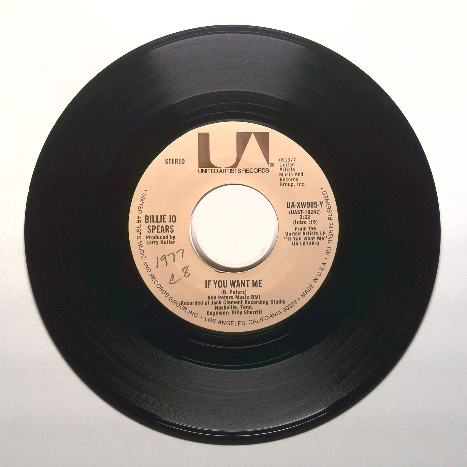 Billie Jo Spears - Don't Ever Let Go Of Me; If You Want Me - Vinyl 45 RPM 7"