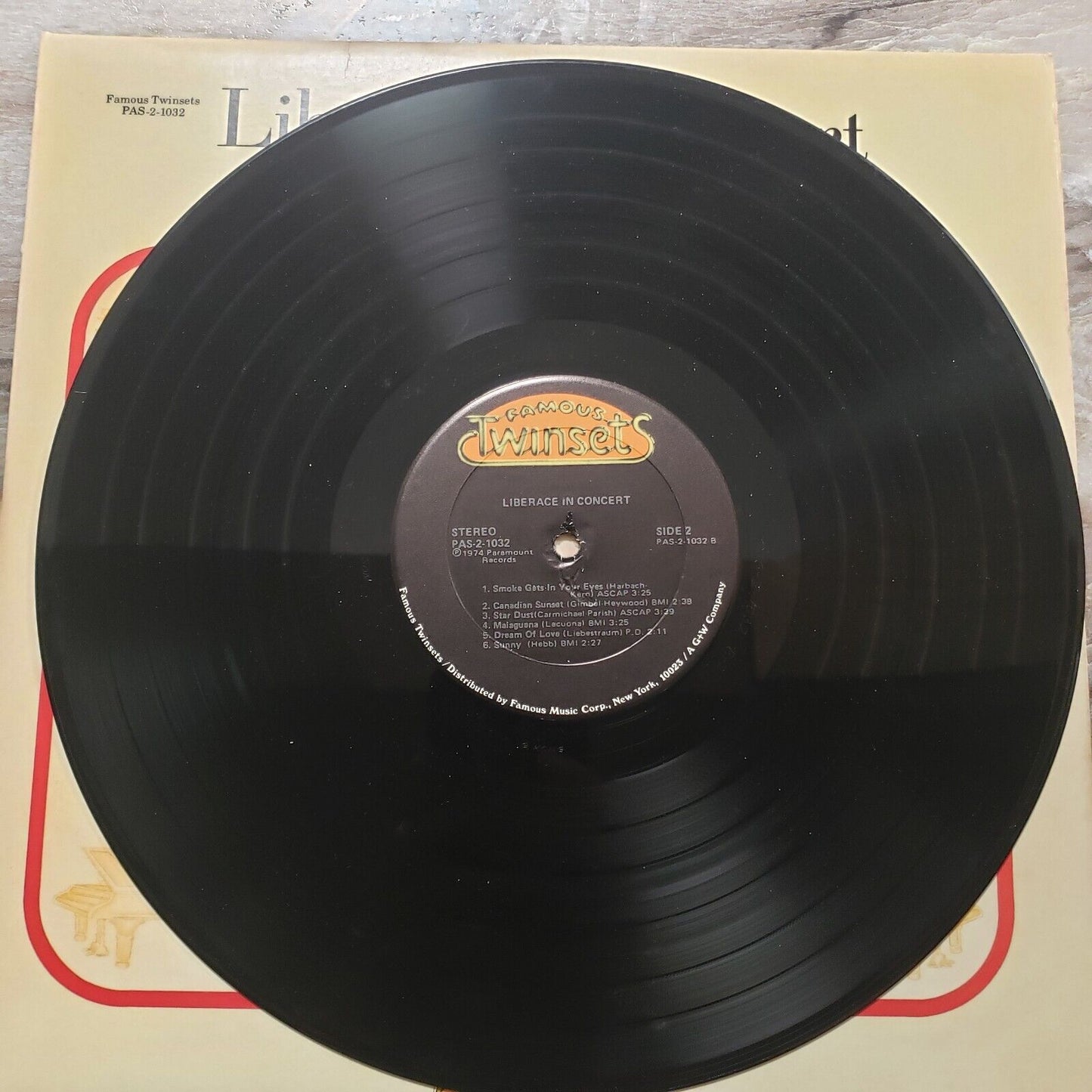 Liberace In Concert - 2 Disk Set! PAS-1032 Vinyl Record LP